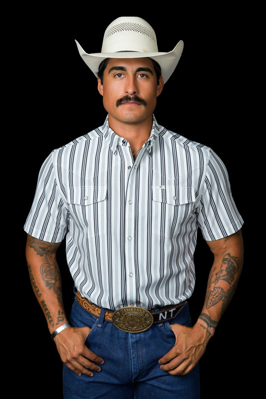 Ferrell Brand - The Jake in White - Short Sleeve Pearl Snap Shirt