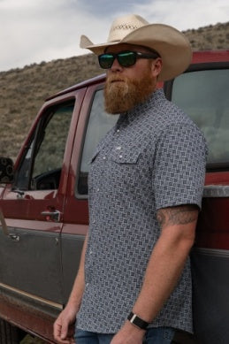 Ferrell Brand - The Colton in Blue - Short Sleeve Snap Shirt