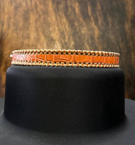 Premium Alligator Hatband - Orange Tan